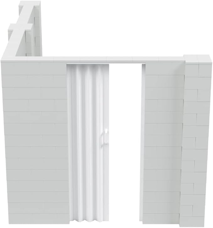 EverBlock 8’ x 10’ x 7’ L-Shaped Wall Kit with Accordion Door | 3’ x 7’ Doorway | Modular Building Blocks | Wall Display | Room Divider & Partition | Reusable | Indoor & Outdoor Use | Black
