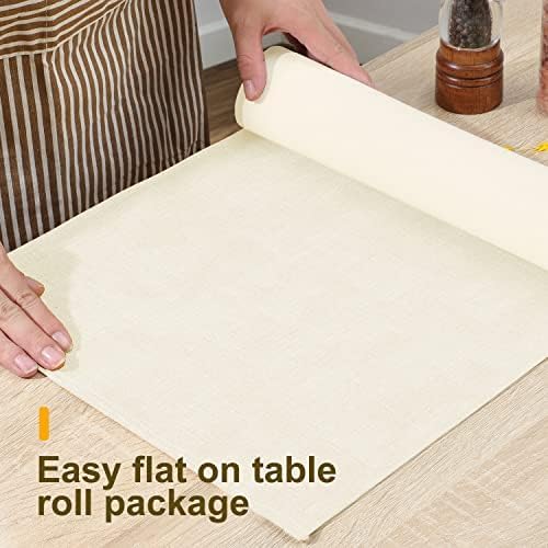 Waterproof Wipeable Table Runner, Thick Farmhouse Table Runner, Dresser Runner, Rustic Table Runner for Kitchen Dining Room, Bedroom, Living Room, Indoor and Outdoor (108'', White)