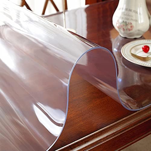 OstepDecor Clear Table Protector 42 x 108 Inch, 2mm Thick Plastic Table Cover, Waterproof PVC Clear Table Cover Protector, Desk Protector Mat, Writing Desk Pad for Desktop, Coffee & Dining Room Table