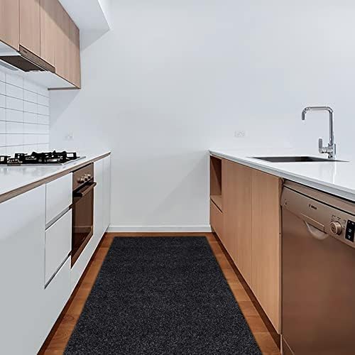2' x 56' Runner Rugs with Rubber Backing, Indoor Outdoor Utility Carpet Runner Rugs, Black, Can Be Used as Aisle for The RV and Boat, Laundry Room and Balcony