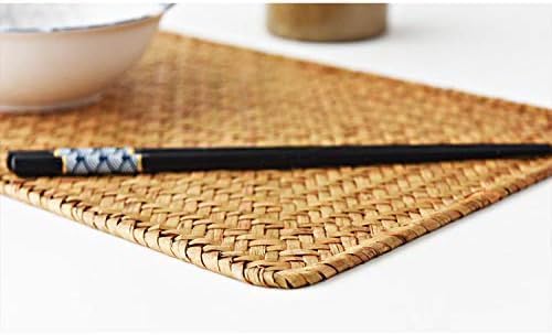 10 Pack Rectangular Woven Placemats, Rattan Wicker Table Mats, 17" x 12", Natural Seagrass Place Mats for Dining Table