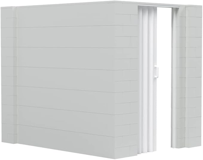 EverBlock 6’ x 8’ x 7’ L-Shaped Wall Kit with Accordion Door | 3’ x 7’ Doorway | Modular Building Blocks | Wall Display | Room Divider & Partition | Reusable | Indoor & Outdoor Use | Yellow