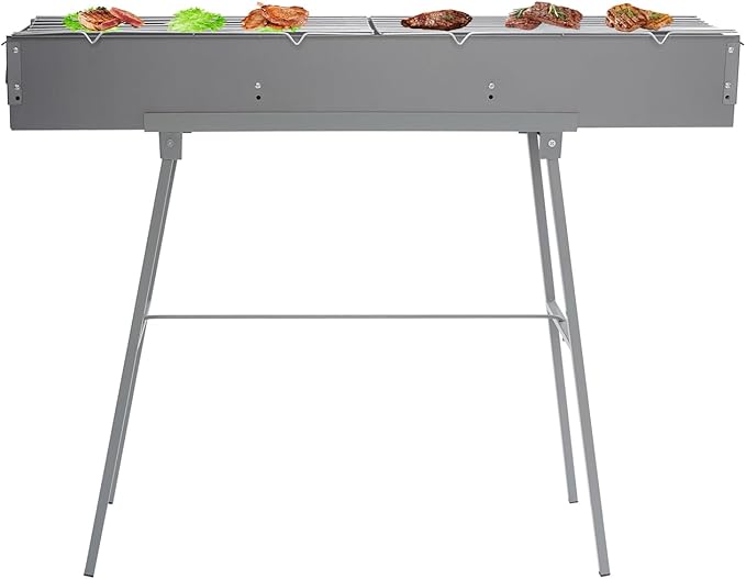 Portable Charcoal Grill, Folding Camping Barbecue Grill, Outdoor Stainless steel Barbecue Grills with Adjustable Air Vents for Outdoor Cooking, Camping, Picnics