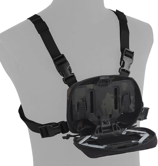 FoldPanel Tactical Chest Vest Pouch Set, Chest Rig Phone Mount as 4.7-6.7" Phone Plate Carrier Accessory with Pouch Cover