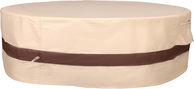 Round Patio Furniture Cover, Heavy Duty and Waterproof for Outdoor Furniture covers, Round outdoor table cover, Patio table cover 84"DIA x 27.5"H Beige