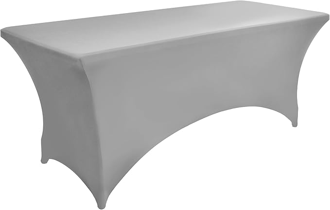 113 6-Pack 6ft Spandex Table Covers for Rectangle Standard Folding Tables - Wrinkle Resistant Stretch Tablecloths - Ultimate Fitted Table Protector for Parties, Banquet, and Wedding