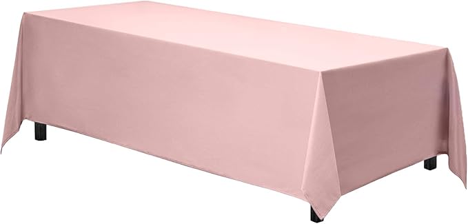 Gee Di Moda Rectangle Tablecloth - 70 x 120 Inch Pink Table Cloth for 6 or 8 Foot Rectangle Tables - Heavy Duty Washable Fabric - for Holiday Party, Dinner, Weddings, Baby Shower & Events