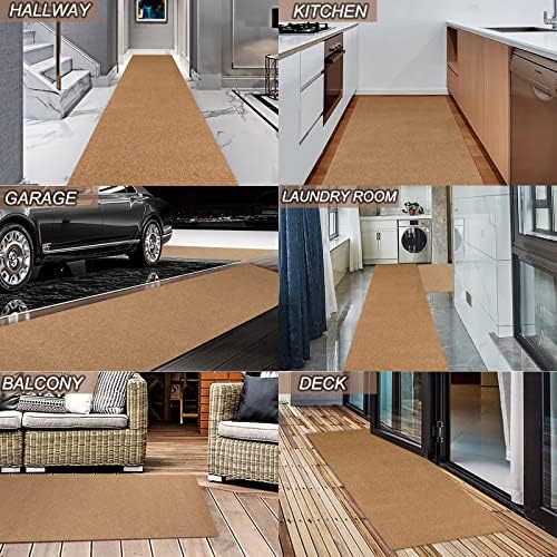3' x 53' Runner Rugs with Rubber Backing, Indoor Outdoor Utility Carpet Runner Rugs, Sand, Can Be Used as Aisle for The RV and Boat, Laundry Room and Balcony