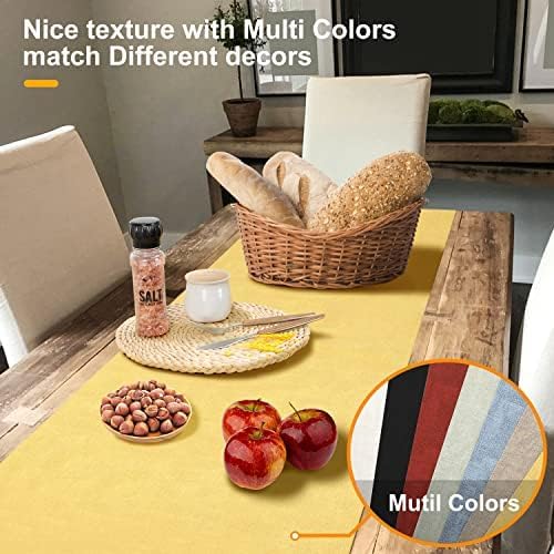 Waterproof Wipeable Farmhouse Table Runner for Kitchen, Dining Room, Bedroom, Living Room, Indoor and Outdoor (108'', Mustard Yellow)