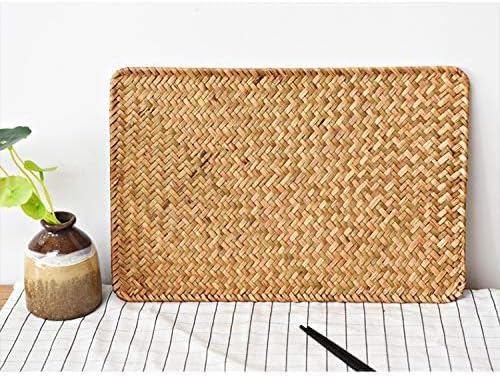 8 Pack Rectangular Woven Placemats, Rattan Wicker Table Mats, 17" x 12", Natural Seagrass Place Mats for Dining Table
