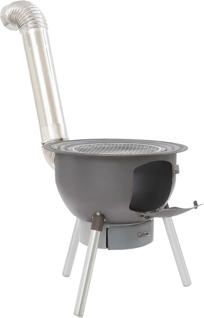 DYRABREST Wood Burning Stove with Grill, Multifunction Portable Camping Stove, Outdoor Cooking Stove with 3 Wok Rings & Chimney, Heavy Duty Steel Fire Pit for Backyard, Patio, BBQ, Camping, Hiking