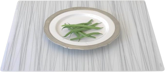 modern-twist 14 x 16 Silicone Placemat, BPA, PVC-Free Table Mat, Dishwasher Safe, Stream Print in Silver, Pack of 1