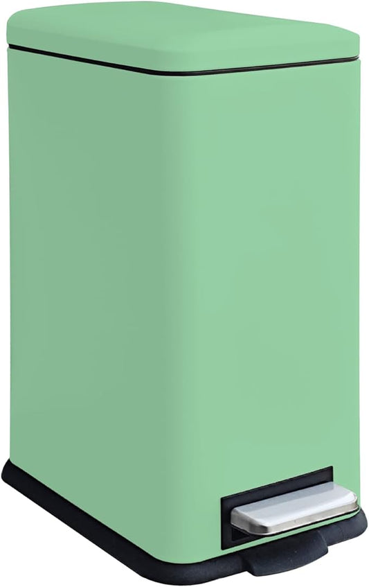 JM.YIPENG Bathroom Trash Can, 16.7L / 4 Gallon Rectangular Trash Can with Lid, Inner Bucket, Step Pedal, Stainless Steel Medium Garbage Can for Kitchen, Living Room, Office, Dorm, Green