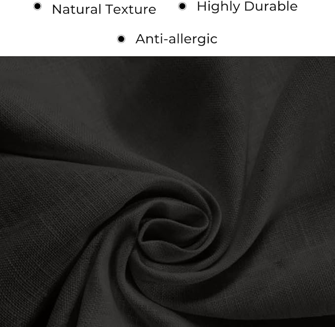 D'Moksha Homes Linen Black Table Runner 48 Inches - 100% Pure Linen Small Table Runner 14 x 48 Inch for Coffee Tables, Dresser, Winter, Holiday - Machine Washable
