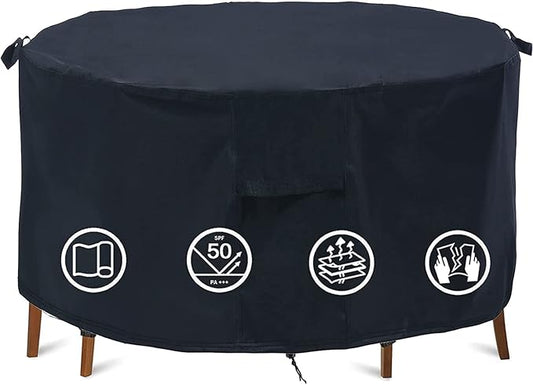Round Patio Furniture Covers - 51" Dia Waterproof Table & Fire Pit Cover - Anti-Fading for Outdoor Dining Sets