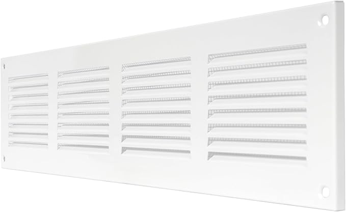 Repa Market 2-Pack Air Vent Cover 16x4 Inch (Outer Dimensions) White Galvanized Steel Louvered Grill Cover with Mesh Screen/Wall or Ceiling Vent/HVAC Register for Indoor and Outdoor Ventilation