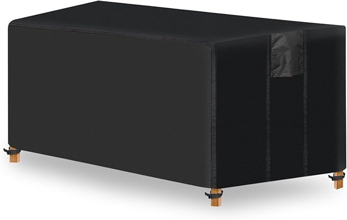 Fire Pit Cover Rectangular- Waterproof Firepit Cover (44L x 28W x 24H inches, Black) Outdoor Fireplace Cover Weatherproof and Non Fading
