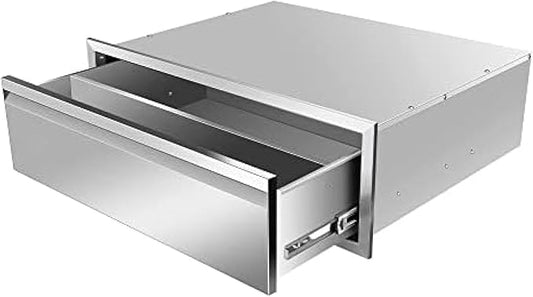 Flush Mount Stainless Steel Double Drawers with Recessed Handles for Outdoor Kitchens Or BBQ Island,-30W X 10H X 23D Inch
