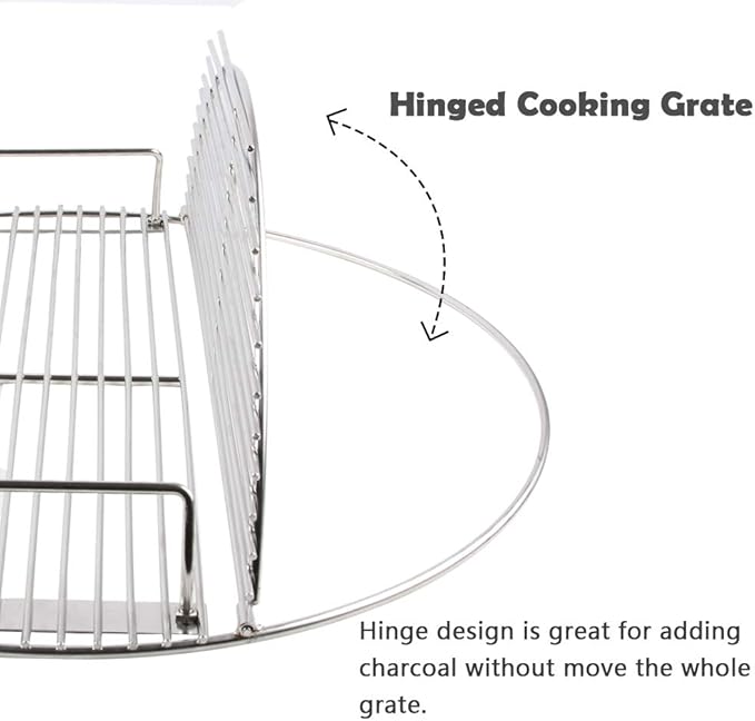 Cooking Grate 21.5 inch Kettle Grill Grate 304 Stainless Steel Round Hinged Cooking Grid Grill Accessory Replaces for Weber Original Kettle Series