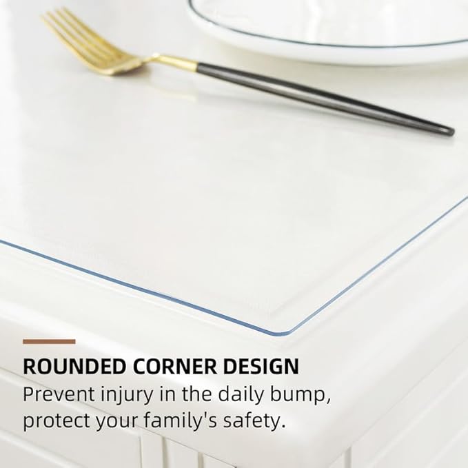 Warmstar Clear Table Cover Protector 39 x 87 Inch,1.5mm Thick Plastic Table Cover Rectangle,PVC Clear Table Protector,Desk Protector Mat for Kitchen, Dresser, Writing Desk，Dining Room Table