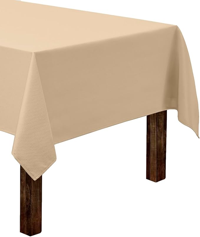 Gee Di Moda Rectangle Tablecloth - 60 x 84 Inch Beige Table Cloth for 5 Foot Rectangle Tables - Heavy Duty Washable Fabric - for Holiday Party, Dinner, Weddings, Baby Shower & Events