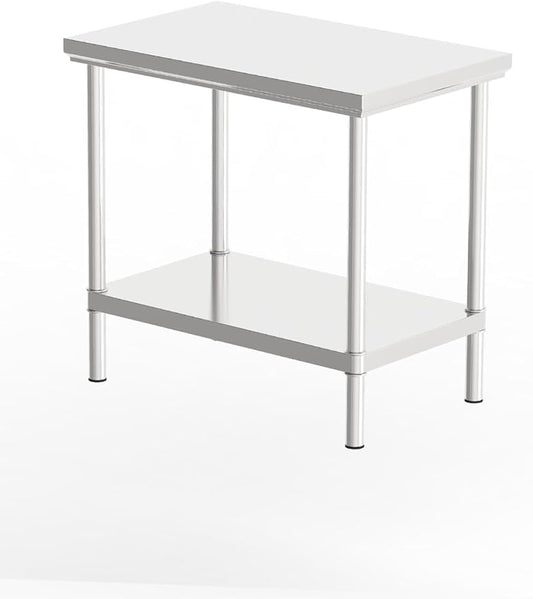Stainless Steel Commercial Kitchen Prep Table, 39x20 Inch, NSF Work Table with Undershelf, 5-Layer Wire Drawing Process, Easy Installation (32IN*20IN*30IN*Double-Deck Workbench)