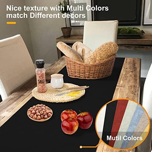 Waterproof Wipeable Table Runner, Thick Farmhouse Table Runner, Dresser Runner, Rustic Table Runner for Kitchen Dining Room, Bedroom, Living Room, Indoor and Outdoor (36'', Black)