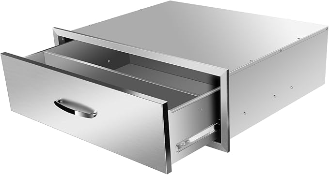 Outdoor Kitchen Stainless Steel Triple Access BBQ Drawers With Handle For BBQ Island Patio Grill Station,Single Drawer