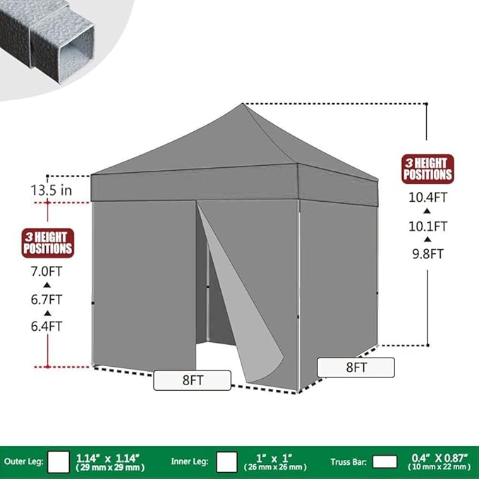 Eurmax USA 8'x8' Pop-up Canopy Tent Commercial Instant Canopies with 4 Removable Zipper End Side Walls and Roller Bag, Bonus 4 SandBags(Burgundy)