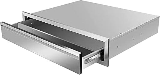 Flush Mount Stainless Steel Double Drawers with Recessed Handles for Outdoor Kitchens Or BBQ Island,-30W X 6.5H X 23D Inch