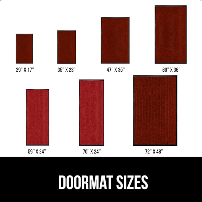 GORILLA GRIP Waterproof Traffic Guard Door Mat, 35x23, Heavy Duty Entryway Mats, Strong Rubber Back Commercial Utility Rugs for Office Hallway, Garage Floor and Home, Low Profile Carpet Runner, Red