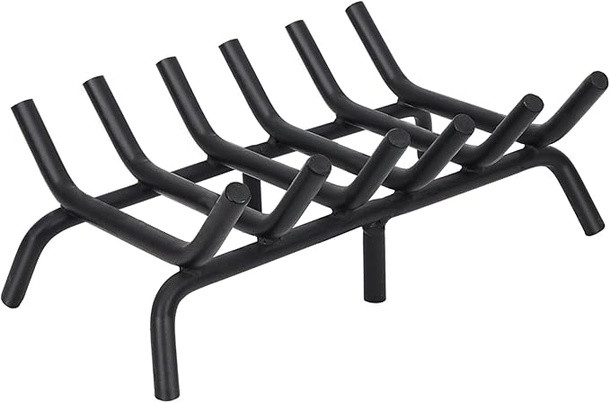 STBoo Fireplace Grate 20inch - Wood Stove Fire Grates Heavy Duty | Fireplace Log Holder | Firewood Log Burning Wrought Cast Iron Rack | Fire Pit Tray for Indoor Chimney Hearth & Outdoor Kindling Tool