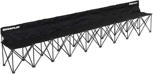 QUICKPLAY PRO Portable Folding Bench – Available in 4, 6, and 9 Seats & 6-Seat Shelter | Heavy-Duty, Fast Set-Up Seating for Sports, Camping, and Outdoor Activities