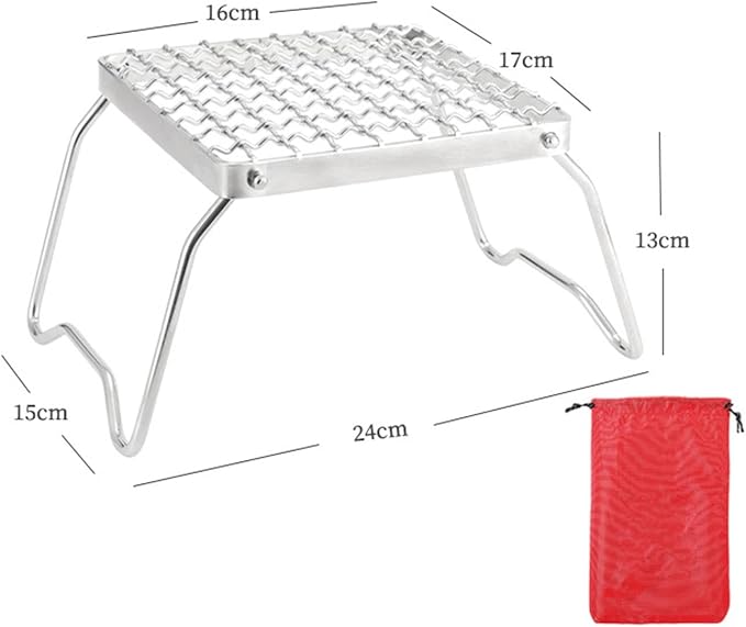 Mini Camp Grill Folding Campfire Grill Sturdy Portable with Foldable Legs Rack Cooking Grate for Hiking BBQ Outdoor