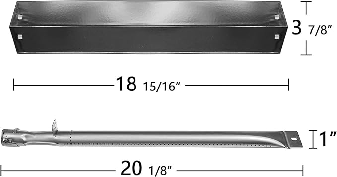 Hongso Grill Parts for Chargriller 5050, 5650, 3001, 3008, 3030, 4000, 5072, 5252, King Griller 3008, 5252, Cast Iron Grill Grates Heat Plates Burners and Hanger Brackets Included