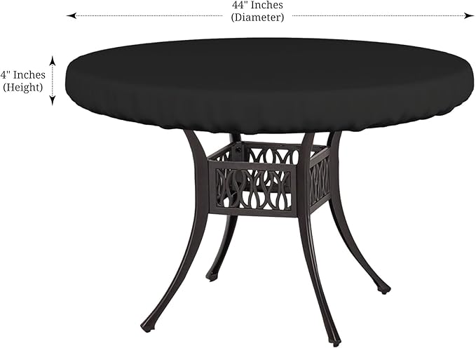 Covers & All Round Table Top Cover, 18 Oz Heavy Duty Waterproof UV & Weather Resistant Patio Table Cover, Outdoor Table Cover for Patio Outdoor Furniture & Coffee Table (44" Diameter x 4" H, Black)