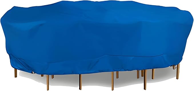 Eevelle Meridian Patio Oval Table Set Cover with Marine Grade Fabric - Outdoor Table Cover - Furniture Set Covers for Dining Table - Easy to Install - (25.5" H x 104" L x 82" W, Royal Blue)