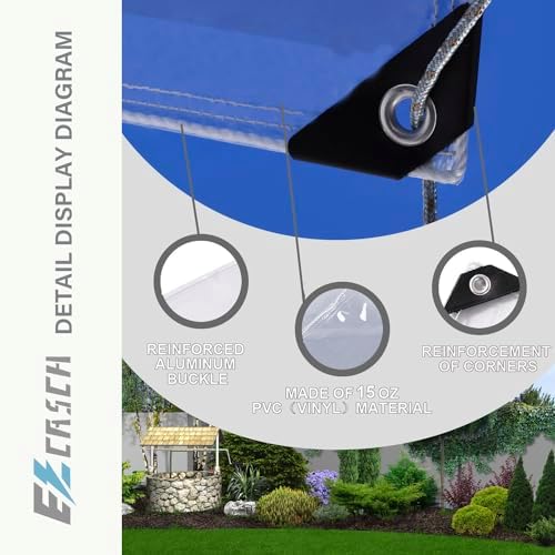 15oz Outdoor Clear Curtain, PVC Vinly Outdoor Clear Panel Curtain, Weather Resistant Outdoor Curtain for Pergola, Porch, Gazebos, with Rustproof Grommets-10'H x 10'W(120''W x 120''L,H=L)