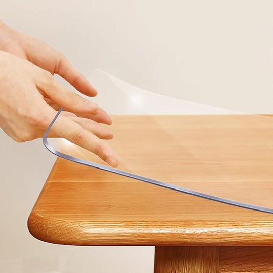 1.5mm Thick 18x44 Inches Clear Table Cover Protector PVC Crystal Desk Mat Heat Resistant Rectangular Plastic Tablecloths Table Pad for Office Computer Writing Desk Topper Wipeable Waterproof Non-Slip