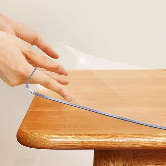 Glass Table Protector Tablecloth Cover Desk Top Pad Mat Furniture Coffee Marble End Bed Sofa Side Bistro Bar Corner Night Stand Dining Room Table Thick Plastic PVC Vinyl 34x84 Trim for 82" or 80"