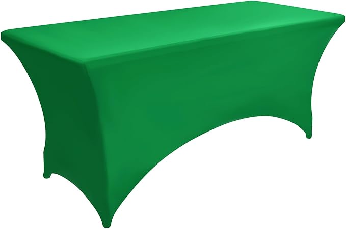 2-Pack 8ft Spandex Table Covers for Rectangle Folding Tables - Washable Elastic Tablecloth - Ultimate Fitted Table Protector for Birthday Parties, Trade Shows, Banquet
