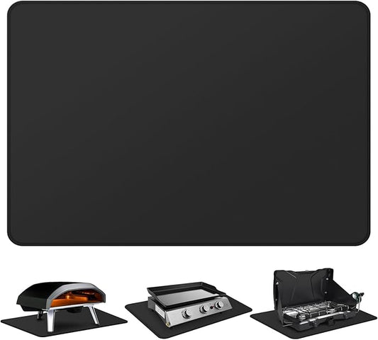 FLASLD Fireproof & Waterproof Under Blackstone Griddle BBQ Mat, Protect Your Prep Table and Outdoor Grill Table - Heat Resistant Grill Table Mat (Black,16 x 24in)
