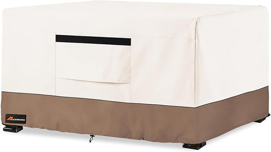 Fire Pit Cover Rectangular, Outdoor Heavy Duty 600D Tear-Resistant 100% Waterproof 52 Inch Fire Table Cover Rectangle, Patio Weatherproof Rectangular Fire Table Protector, Beige 52" L x 34" W x 24" H