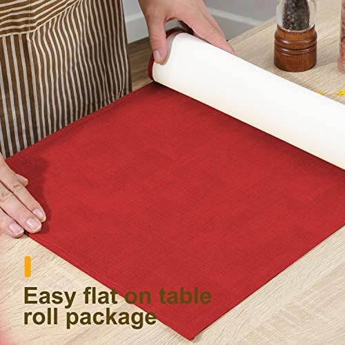 Wipeable Table Runner - Thick Farmhouse, Dresser, Rustic for Kitchen, Bedroom, Living Room, Indoor/Outdoor (48'', Red)