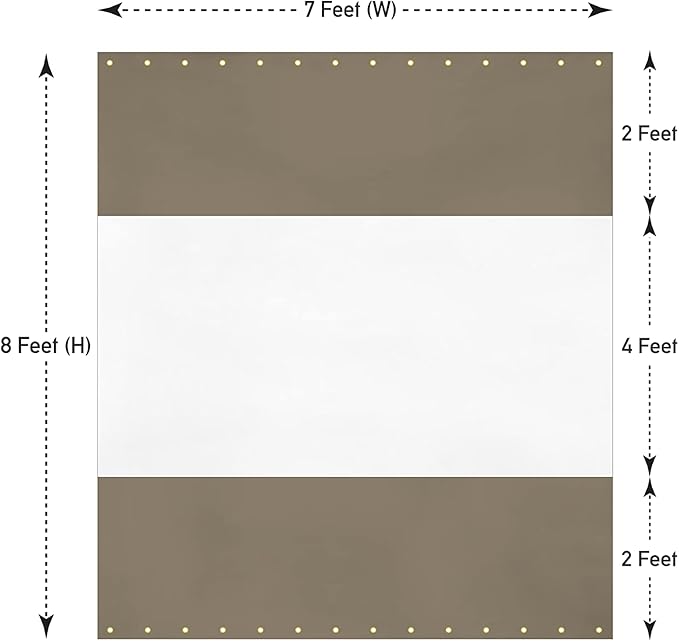 Covers & All Outdoor Clear Panel Curtain, 12 oz Vinyl Outdoor Curtains for Patio, Weather Resistant Waterproof Tarp with Brass Grommets for Pergola, Porch, Gazebos, Balcony (8'H x 7'W Feet, Beige)