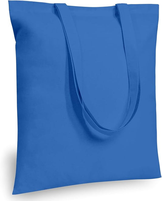 TOPDesign 24-Pack Economical 16"x15" Ocean Blue Cotton Tote Bags, Lightweight Medium Reusable Grocery Shopping Cloth Bags, Suitable for DIY, Advertising, Promotion, Gift, Activity