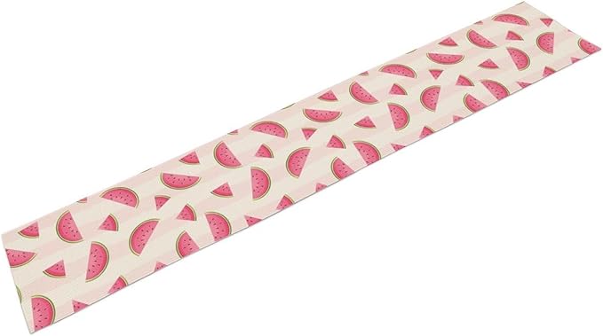Fruits Table Runner, Tasty Summer Fruit Watermelon Stripes Fun Art Print Table Runner for Kitchen Dining Party Holiday Home 13x90in