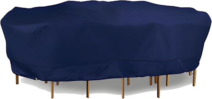 Eevelle Meridian Patio Oval Table Set Cover with Marine Grade Fabric - Outdoor Table Cover - Furniture Set Covers for Dining Table - Easy to Install - (25.5" H x 100" L x 82" W, Navy)