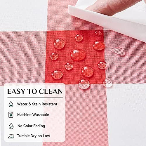 Softalker Gingham Checkered Tablecloth Rectangle - Outdoor Waterproof Buffalo Plaid Table Cloth, Stain Resistant Washable Table Cover for Picnic, Camping - Red and White, 2 Pack - 54 x 78 Inch