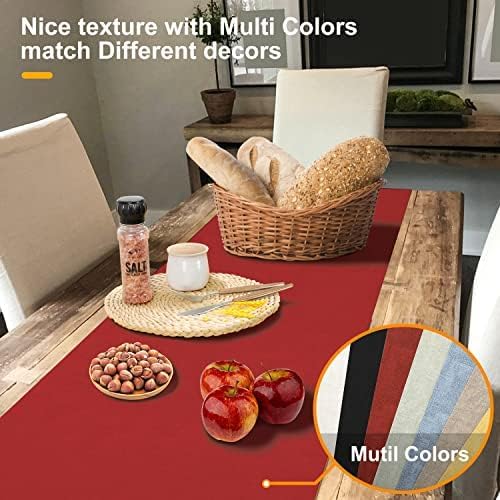 Waterproof Wipeable Table Runner, Farmhouse Dresser Runner, Rustic for Kitchen, Bedroom, Living Room, Indoor and Outdoor (60'', Red)